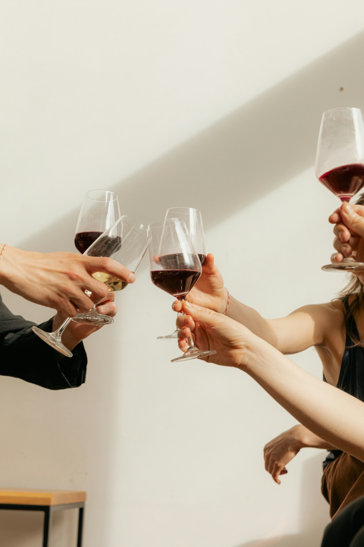 Wine glasses giving a toast
