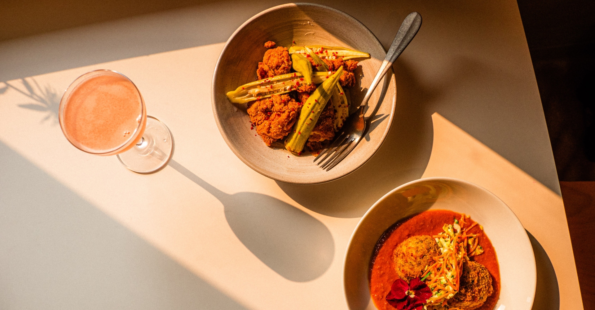 Ama dishes and cocktails