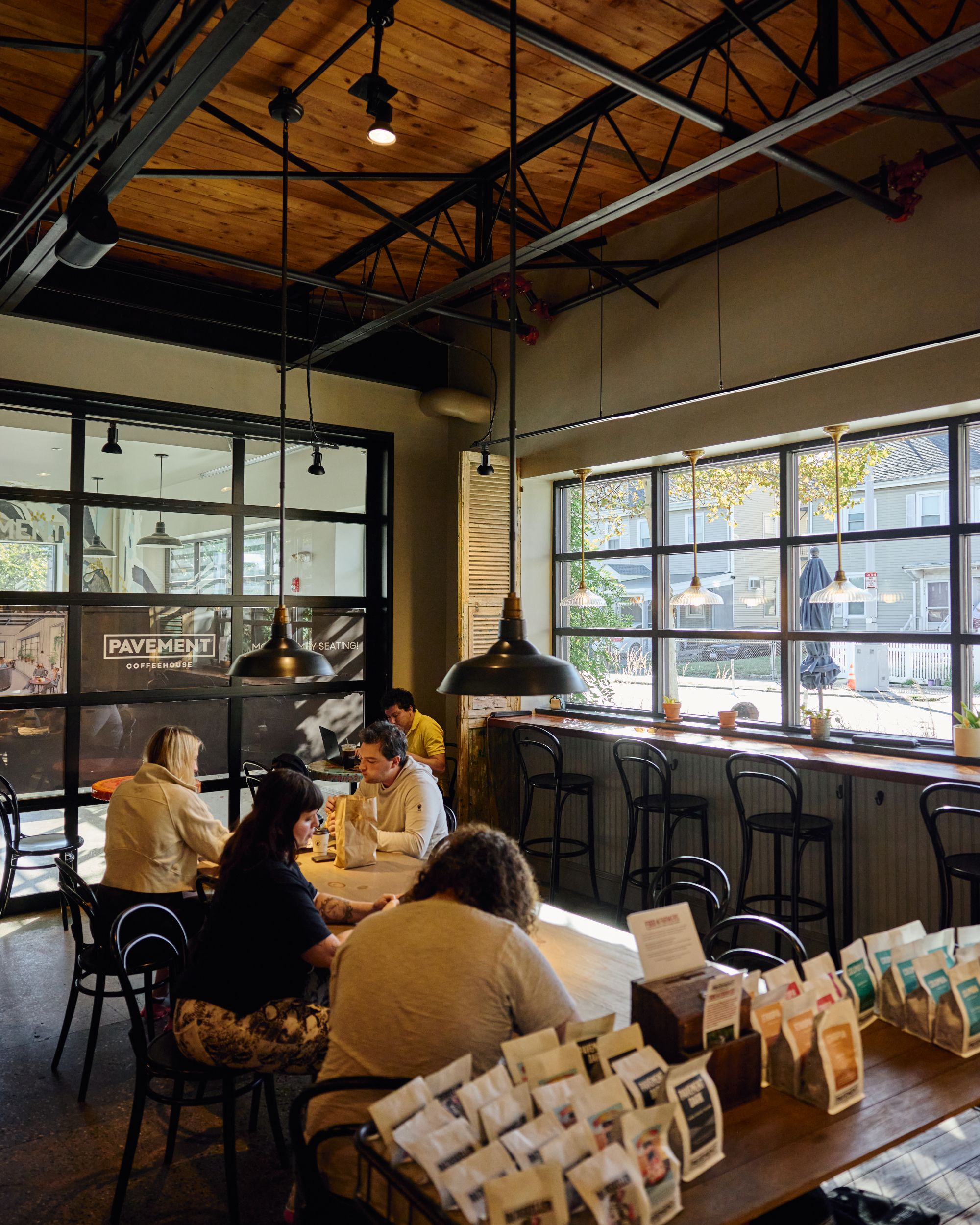 pavement coffee cafe seating people drinking coffee morning