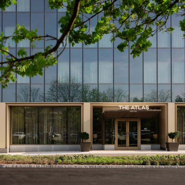 The Atlas Hotel front entry as viewed from street level
